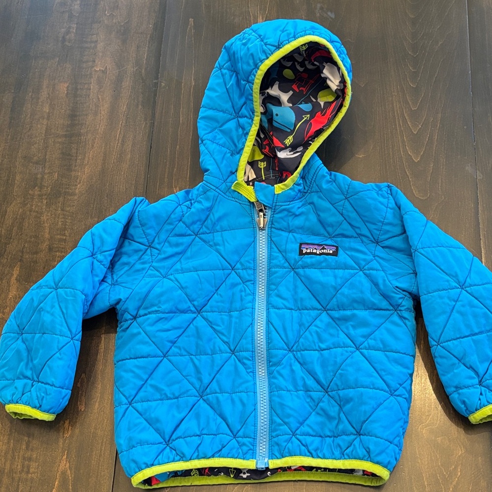 Patagonia Kids Bright Blue Quilted Puffer Jacket